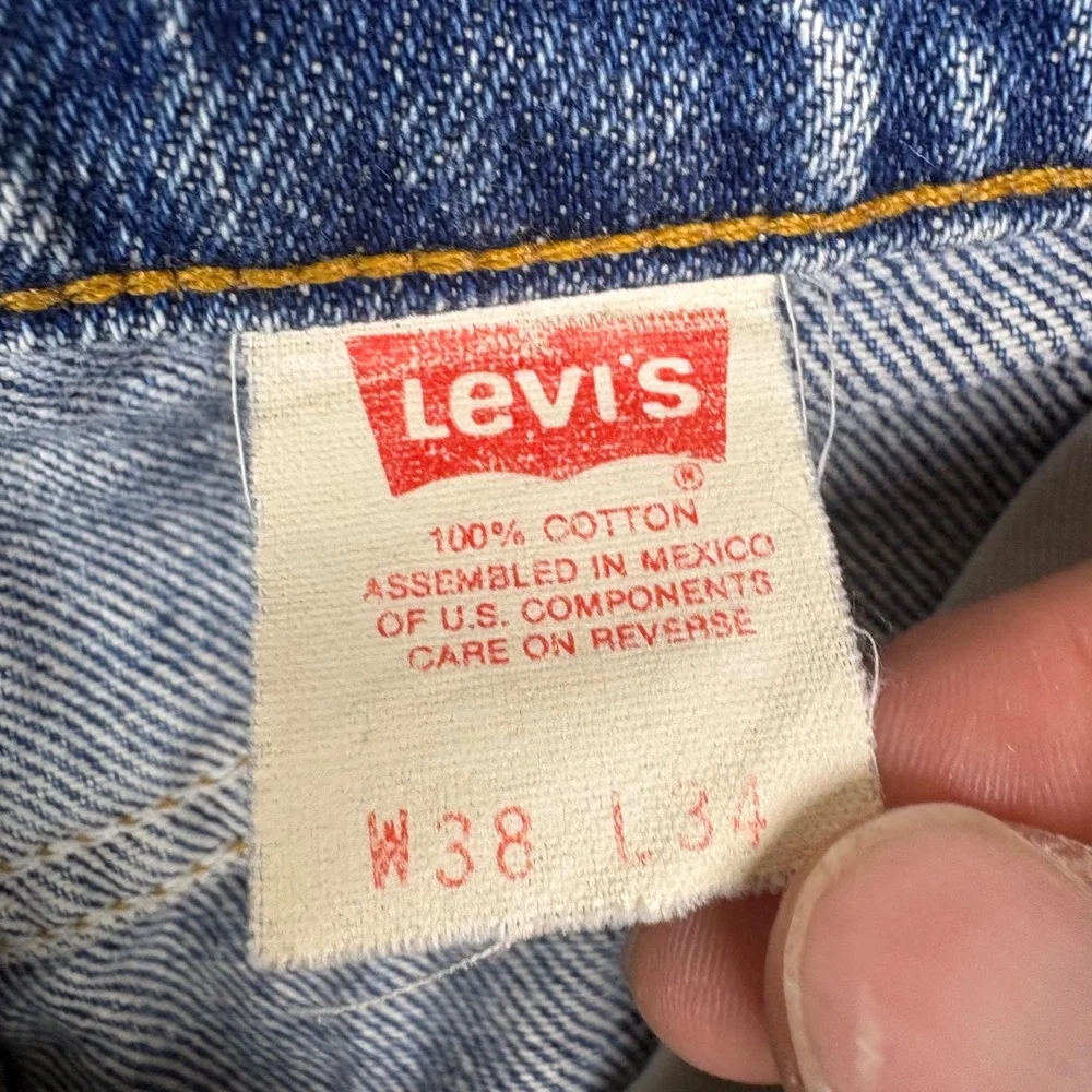 Levi's 505 Jeans Mens 38x34 Blue Orange Tab Regular Straight Leg Denim 0395